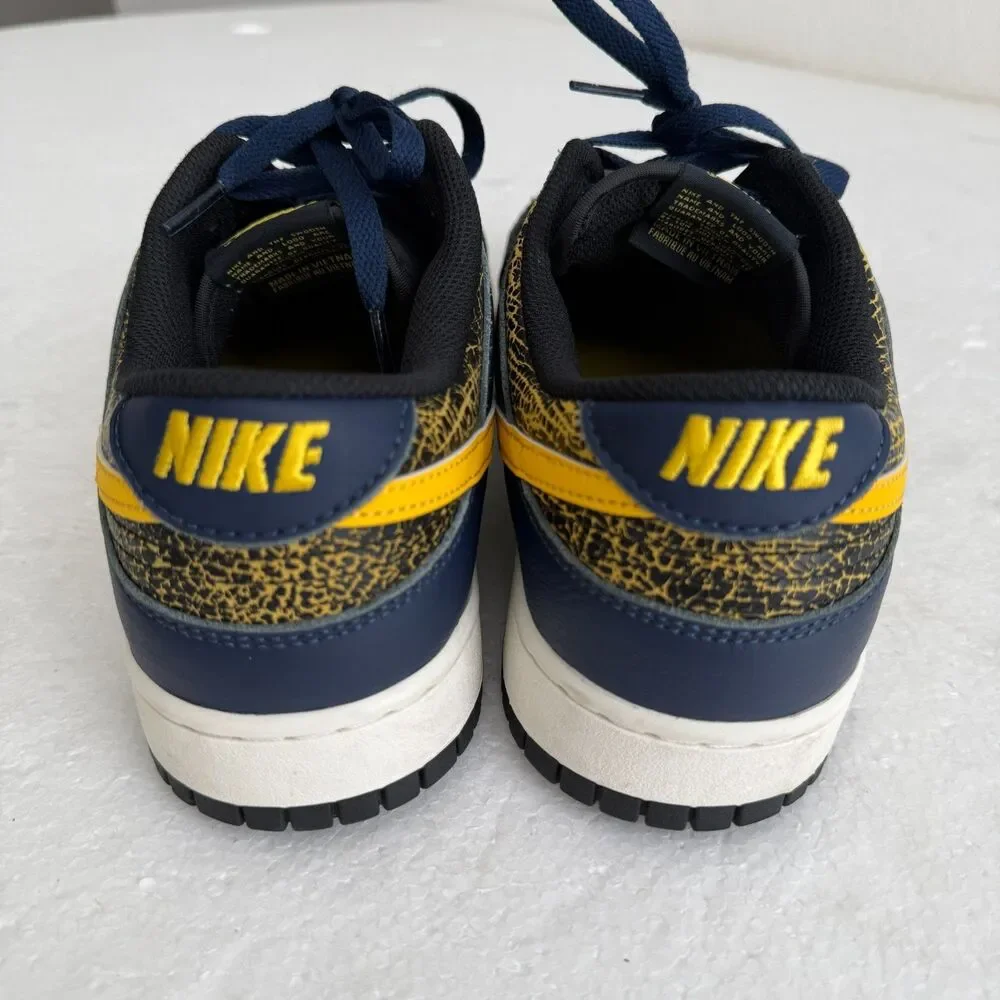 Size 12 -Nike Dunk Low Shoes Vintage Michigan Blue Black Yellow FZ4014-010 Men's